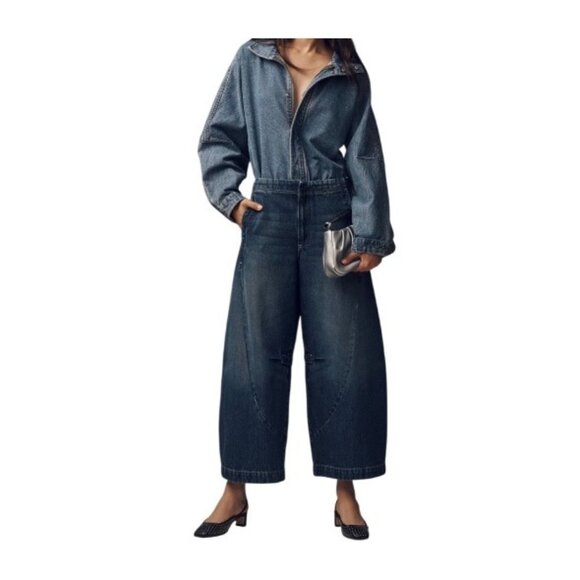 Pilcro Anthropologie Curve High-Rise Tapered Barrel Jeans Size 27 - Picture 1 of 7